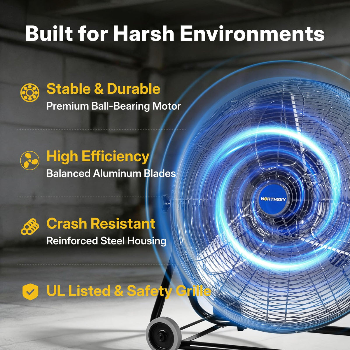 24" High Velocity Industrial Floor Fan, 3-Speed 4950 CFM Metal Fan Q891437