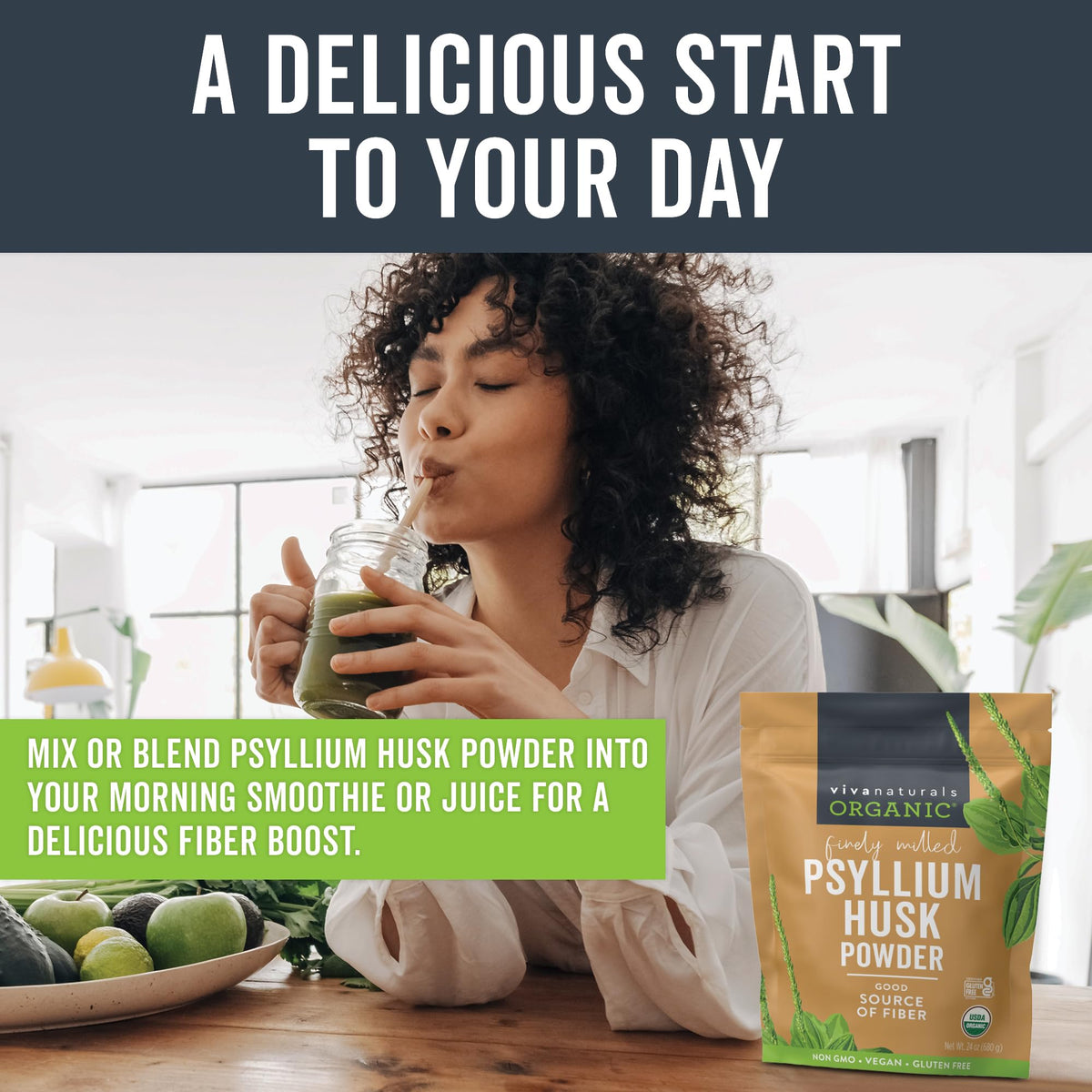 24 oz Organic Psyllium Husk Powder and 100 Count Medicated Cooling Pads X44420