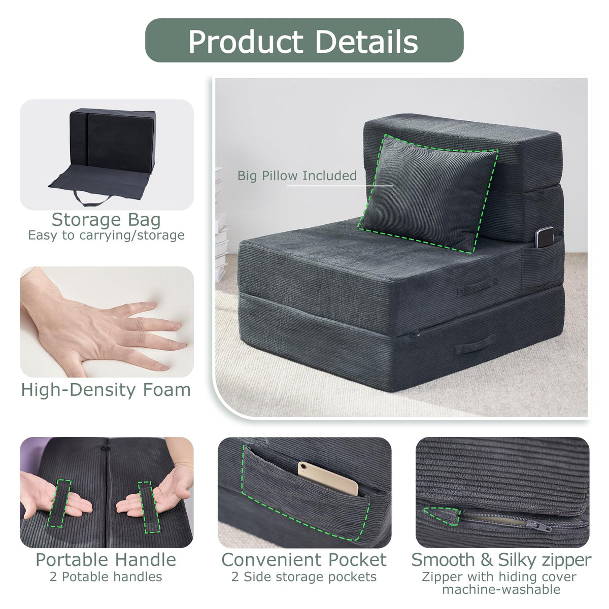 Folding Convertible Sofa Bed with Bag P947026