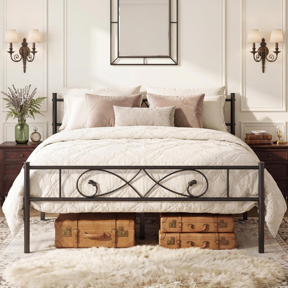 Full Size Metal Platform Bed with Under Storage C128