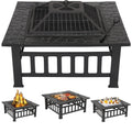 32" Square Metal Wood Burning Fire Pit Table T1507