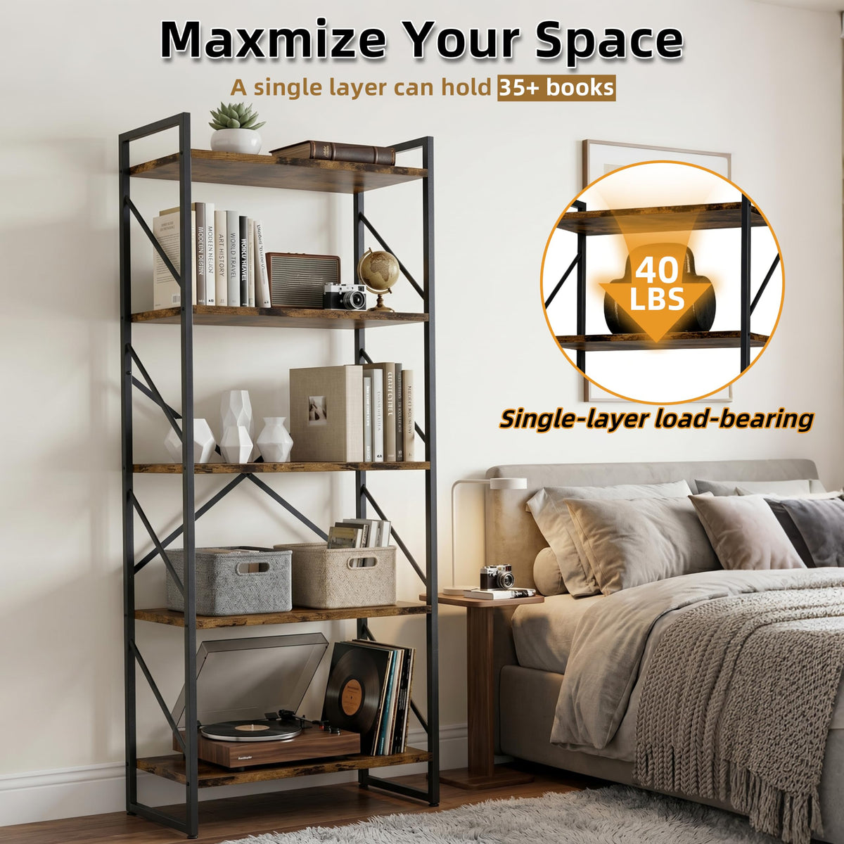 5 Tier Metal Bookshelf O995167