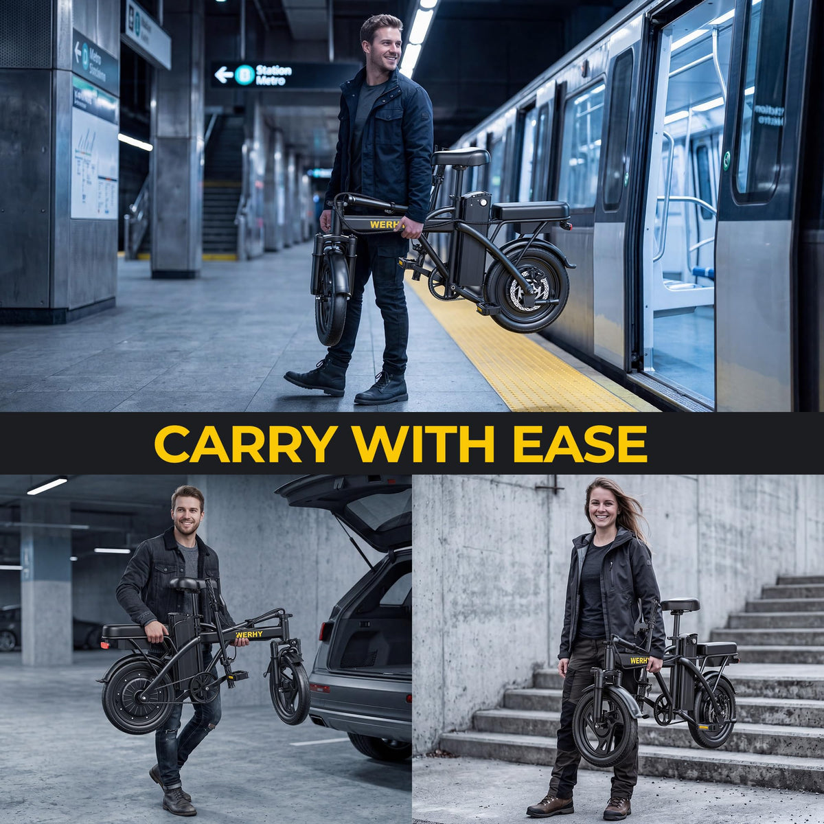 750W Peak Foldable Electric Bike with 48V Removable Battery X221209