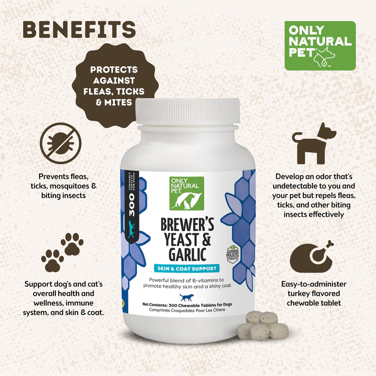 Brewer's Yeast & Garlic Chewables 300 Count Tablet 3 Pack Q967405
