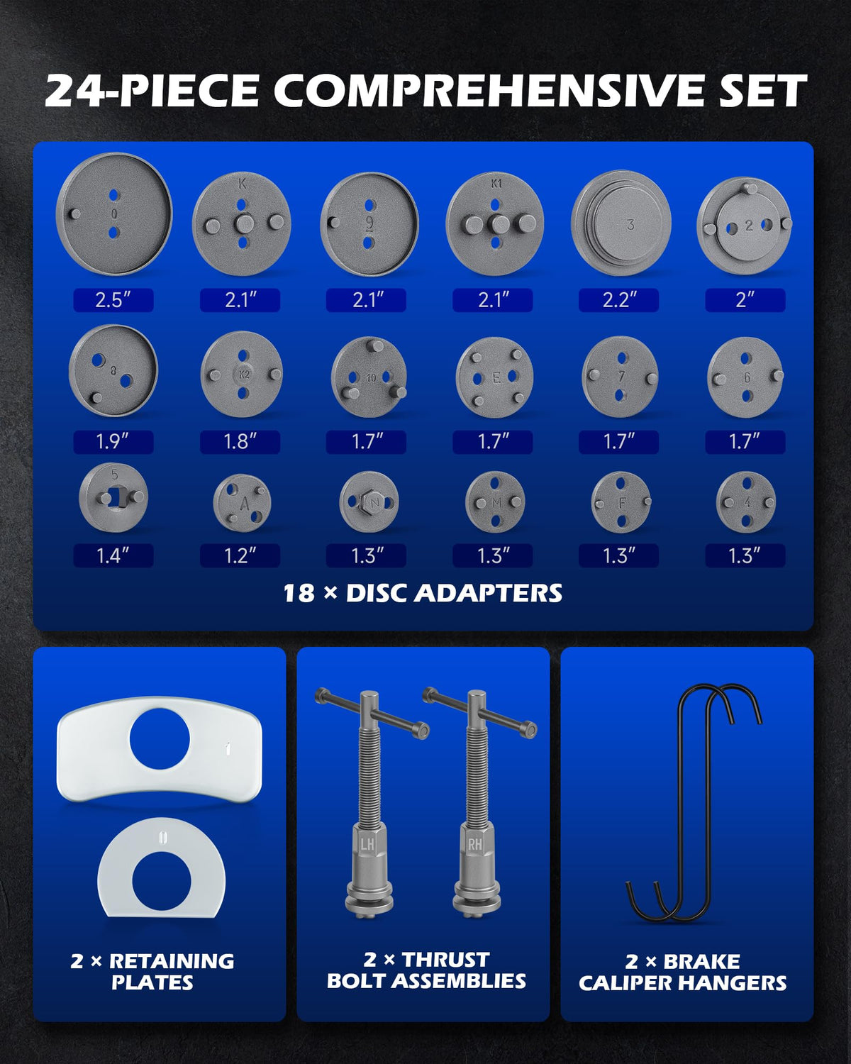 24pc Brake Caliper Compression Tool with Adapters & Hangers J95743