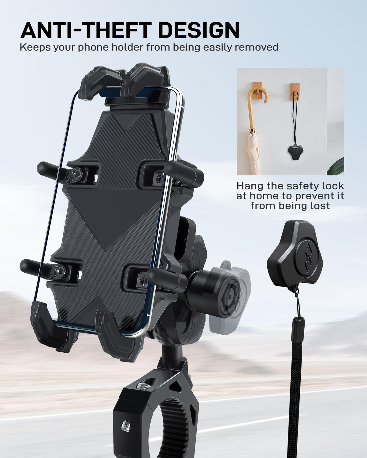 Anti-Theft UTV Phone Mount with Vibration Dampener B63248