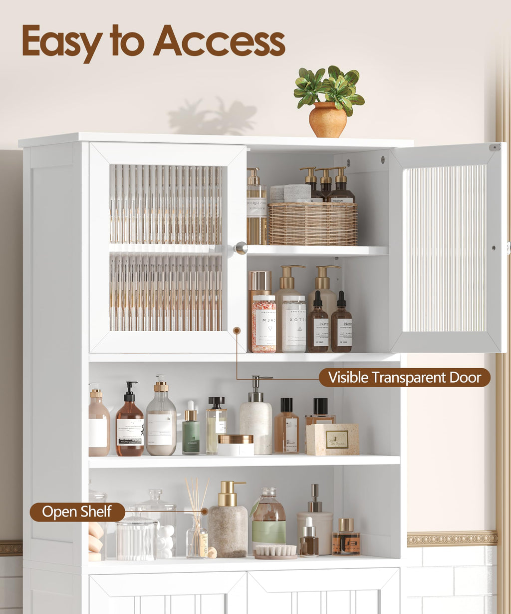 66.9" H Tall White Bathroom Storage Cabinet H891