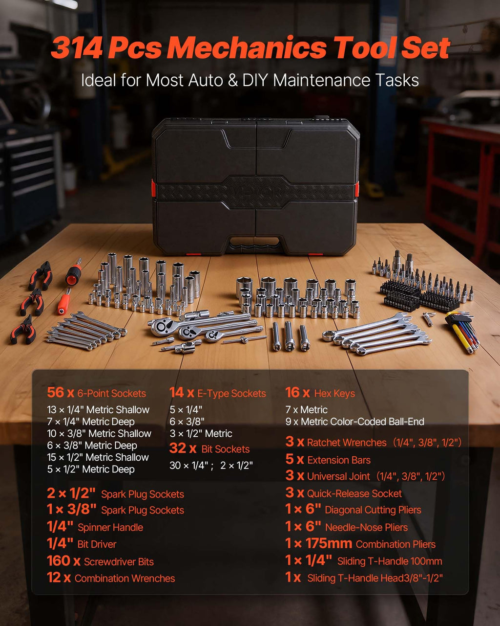 314-Piece Mechanic Tool Set with Storage Case B186
