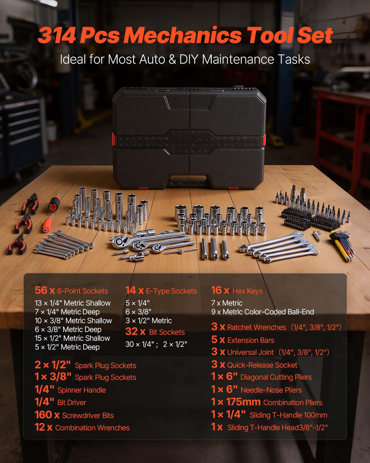 314-Piece Mechanic Tool Set with Storage Case B186