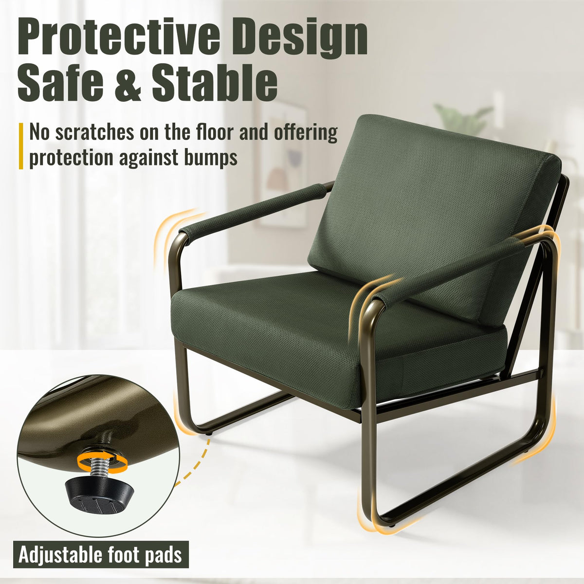 Set of 2 Green Fabric Accent Chair V204