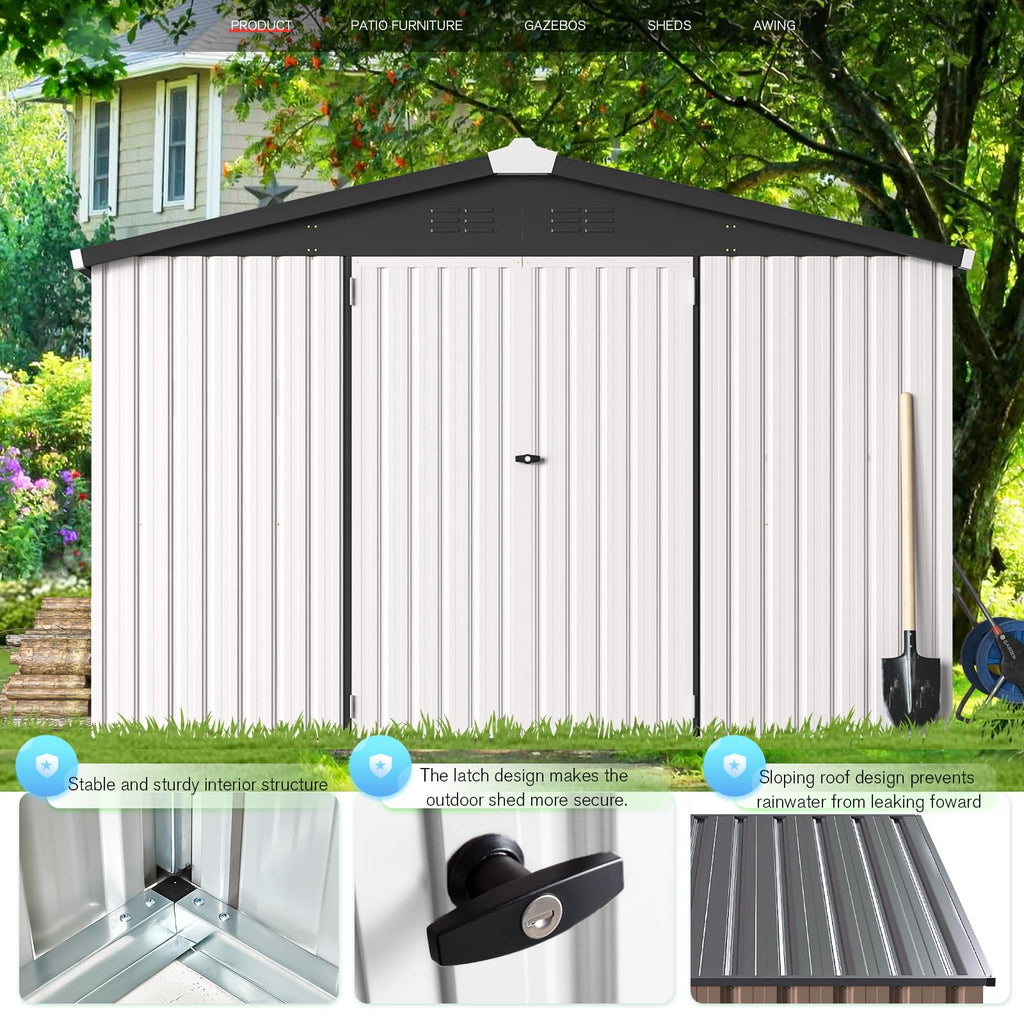10x14 White Metal Outdoor Storage Shed E40478