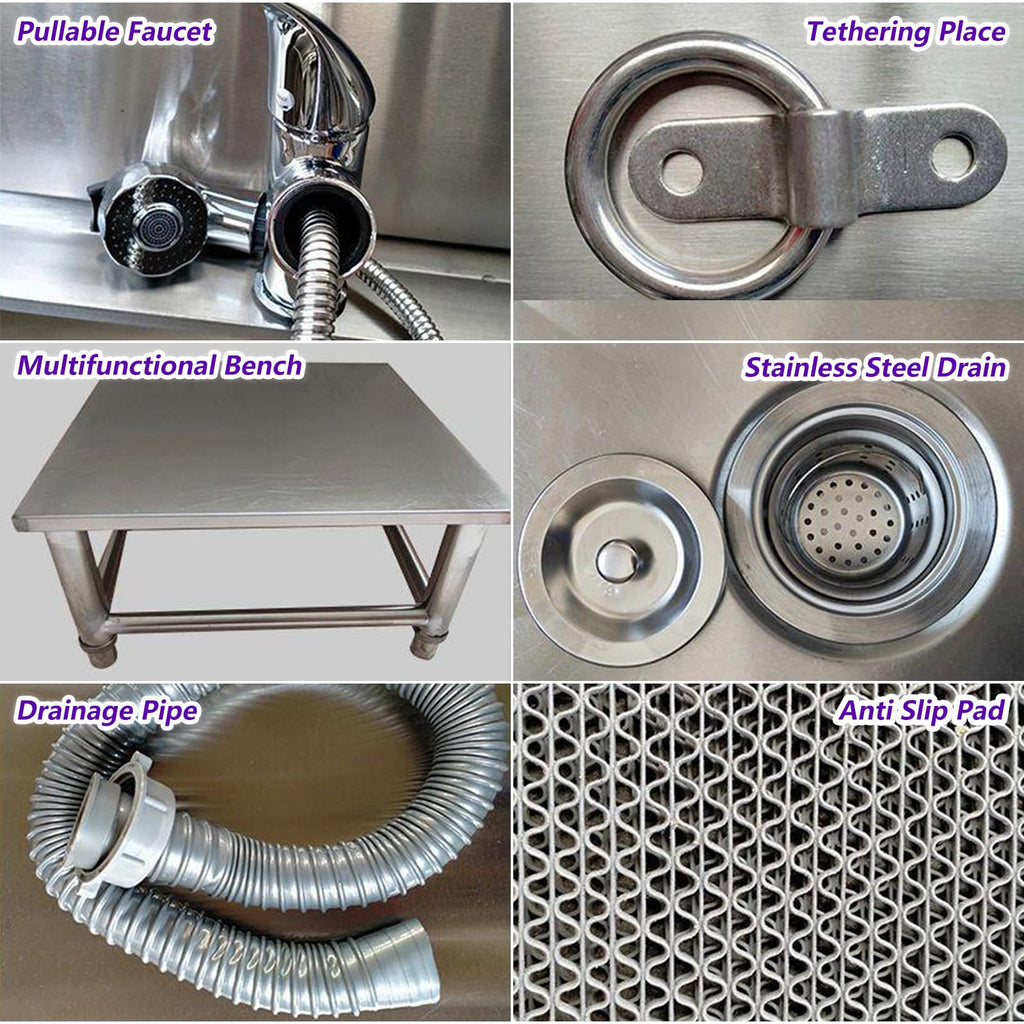 53'' Stainless Steel Pet Grooming Tub with Walk-in Stairs Y7419