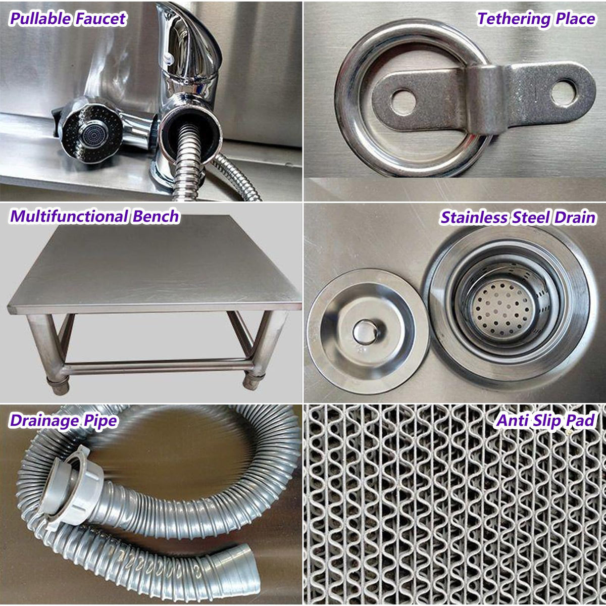 53'' Stainless Steel Pet Grooming Tub with Walk-in Stairs Y7419