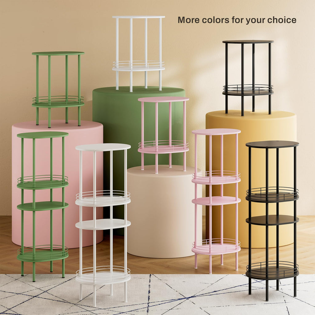 Oval Side Table with Storage, 2-Tier Green End Table K968719