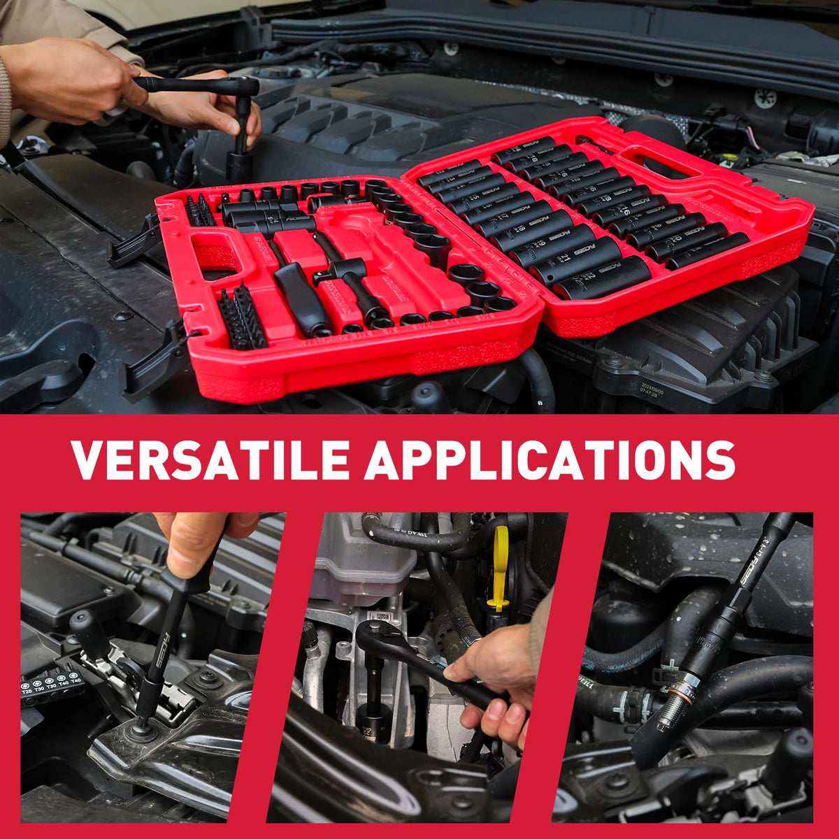 96-Piece 3/8" Drive Impact Socket Wrench and Bit Set, SAE & Metric, Cr-V Standard & Deep Sockets R807287