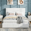 Queen Size White Velvet Upholstered Platform Bed E588