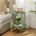 Oval Side Table with Storage, 2-Tier Green End Table K968719