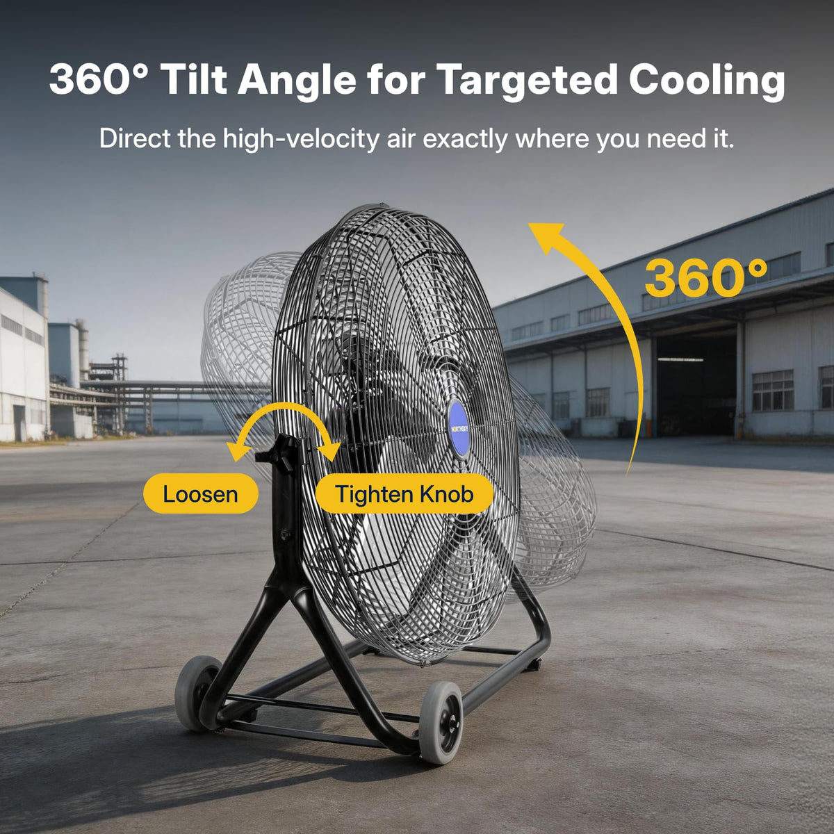 24" High Velocity Industrial Floor Fan, 3-Speed 4950 CFM Metal Fan Q891437