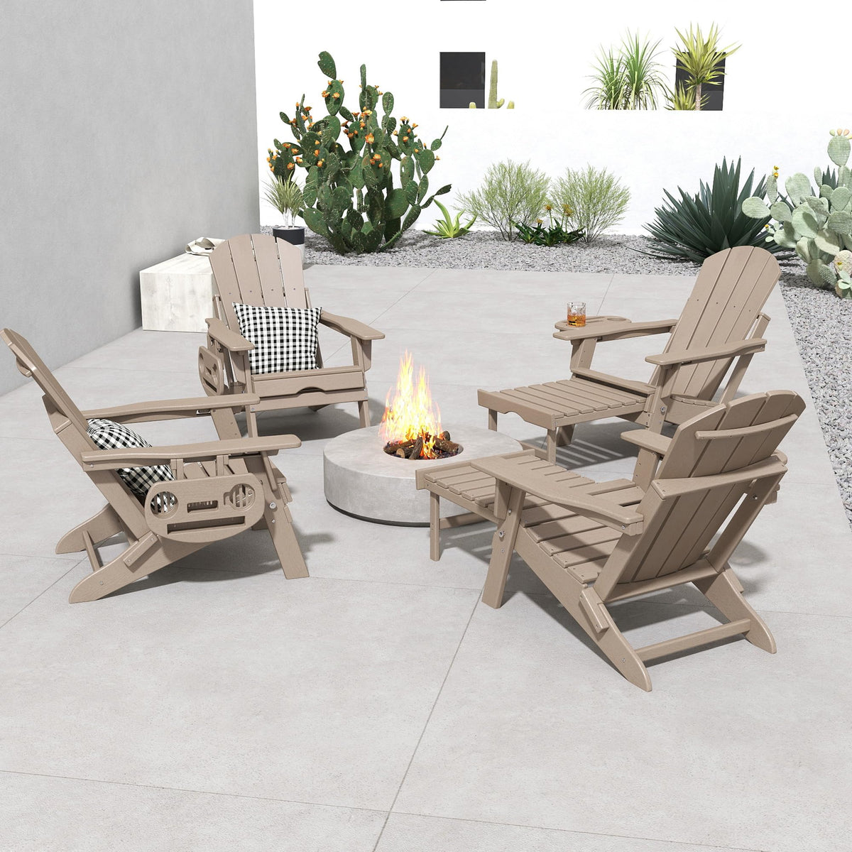 Folding Adjustable Adirondack Chair with Ottoman Set of 2 Y432