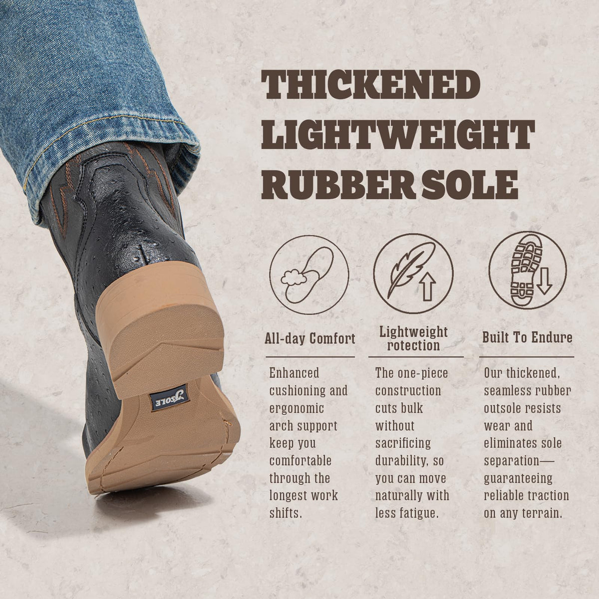 Mens Cowboy Boots Square Toe Wide Fit Y955
