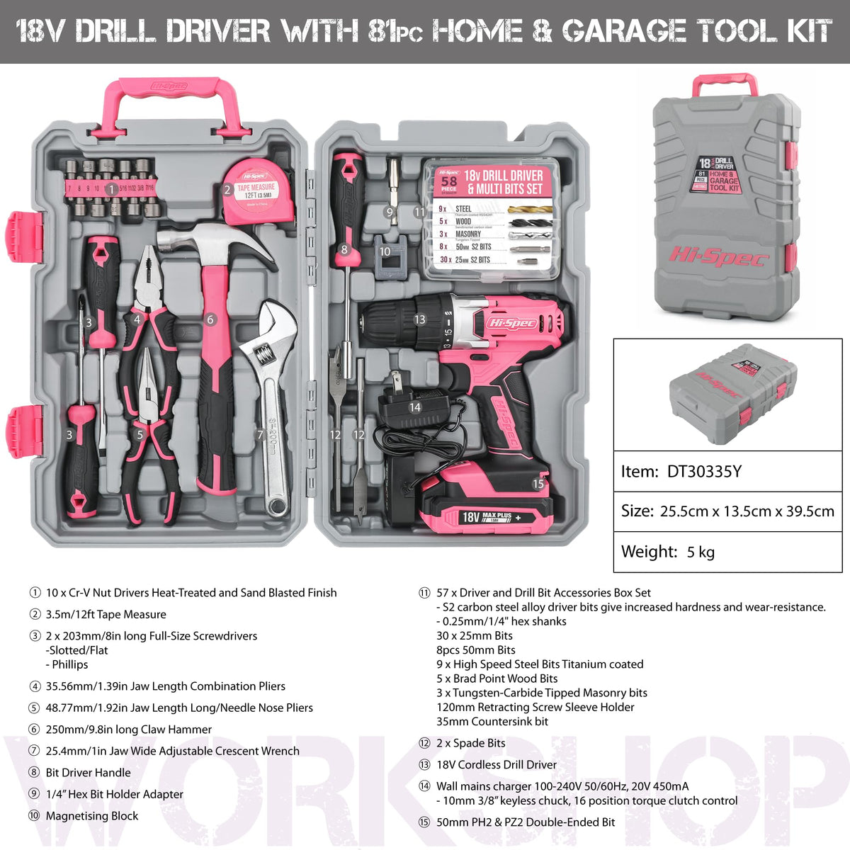 18V Cordless Drill Tool Set Z6907