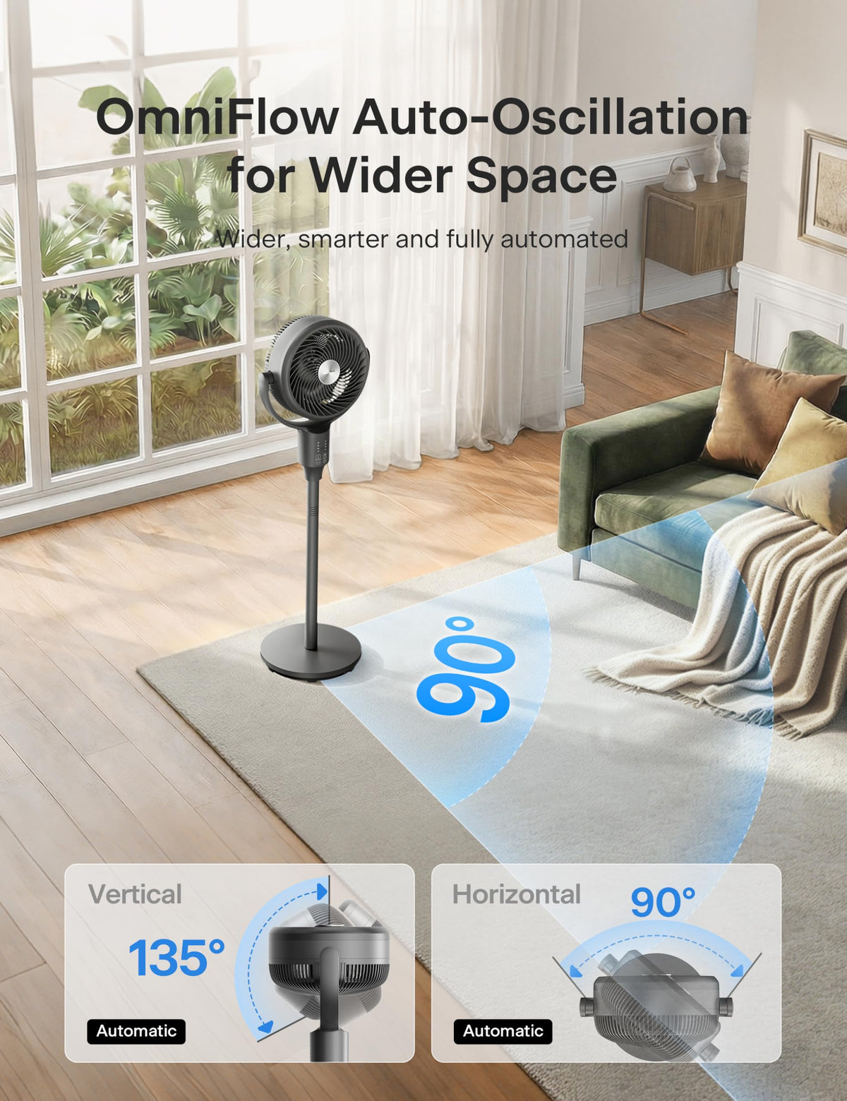 Grey Air Circulator Fan with Remote C1281