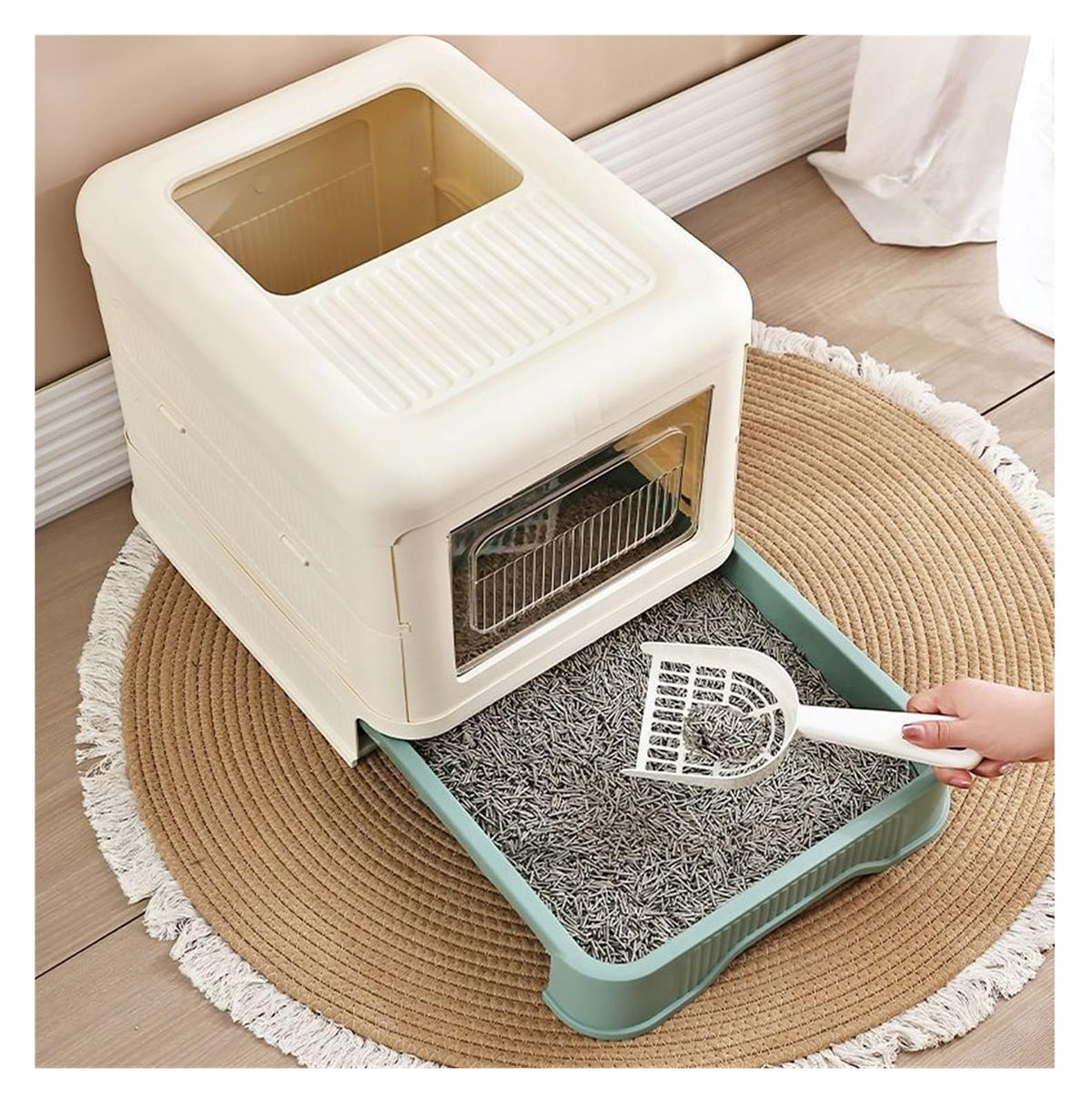 Fully Enclosed Cat Litter Box with Lid and Drawer N753