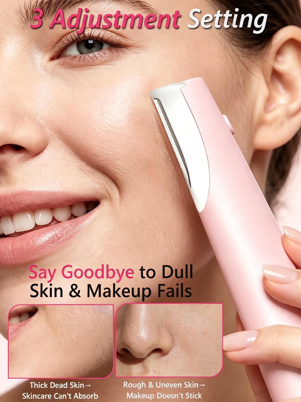 Pink Dermaplane Razor with LED Light and 4 Replacement Blades R59902