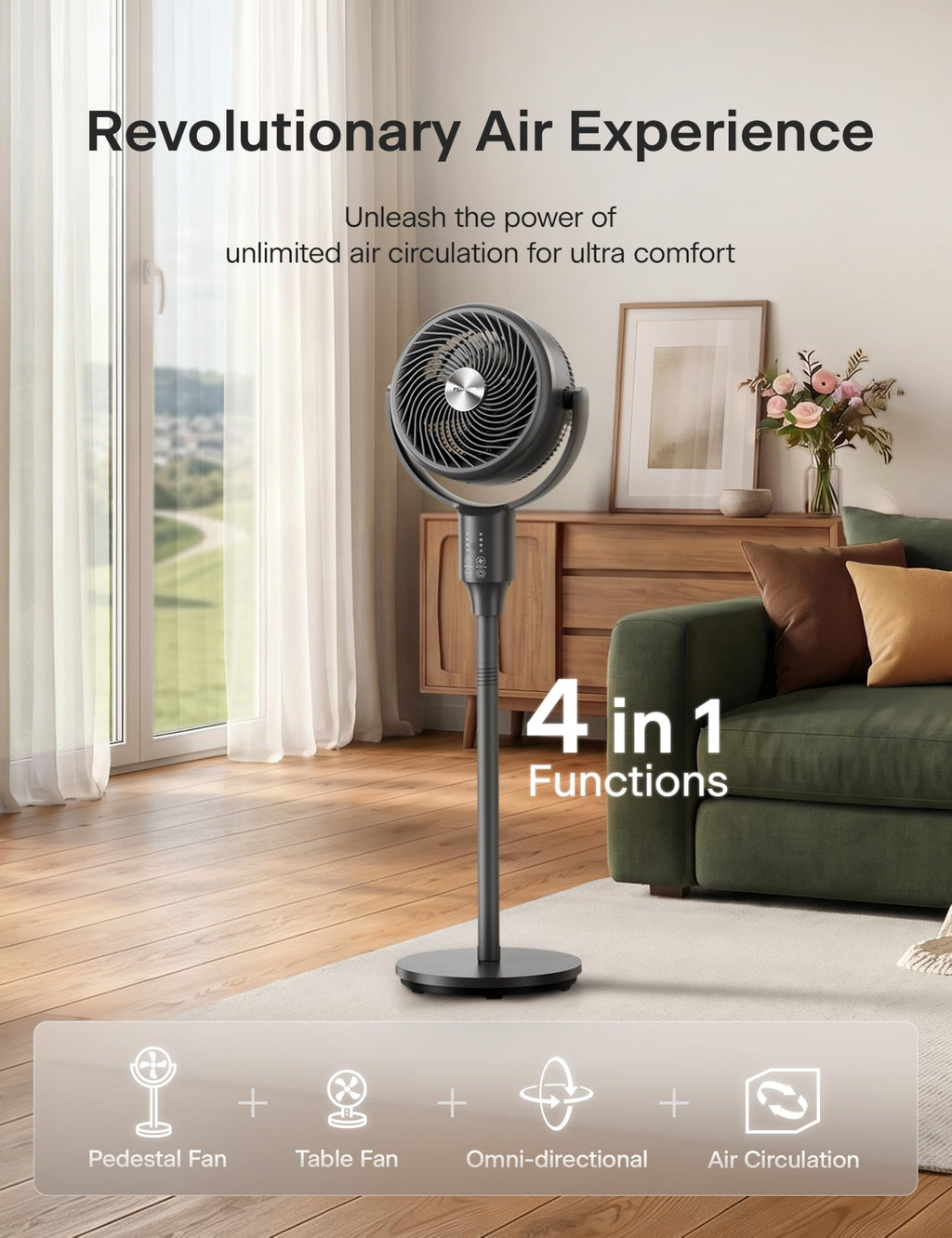 Grey Air Circulator Fan with Remote C1281