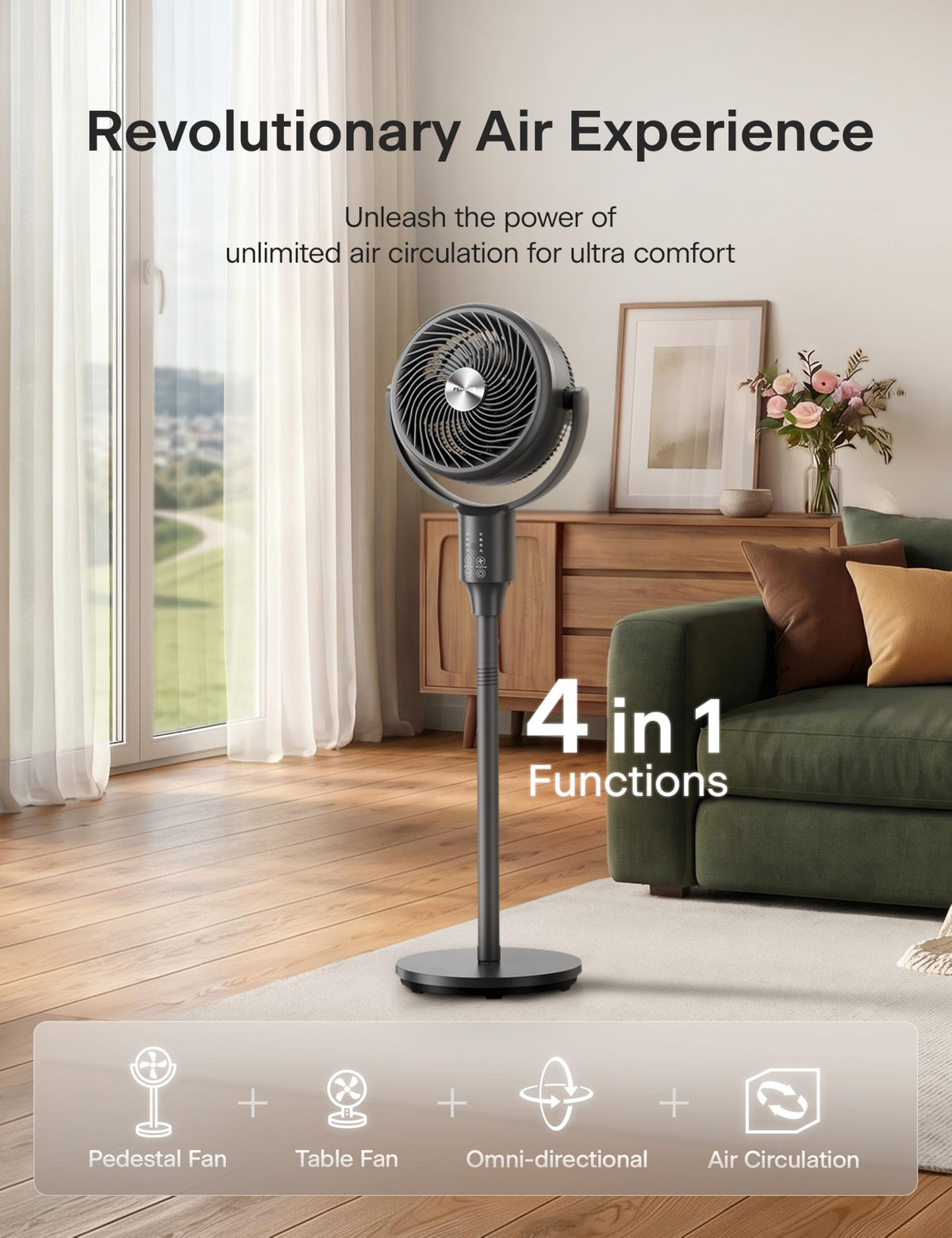 Grey Air Circulator Fan with Remote C1281
