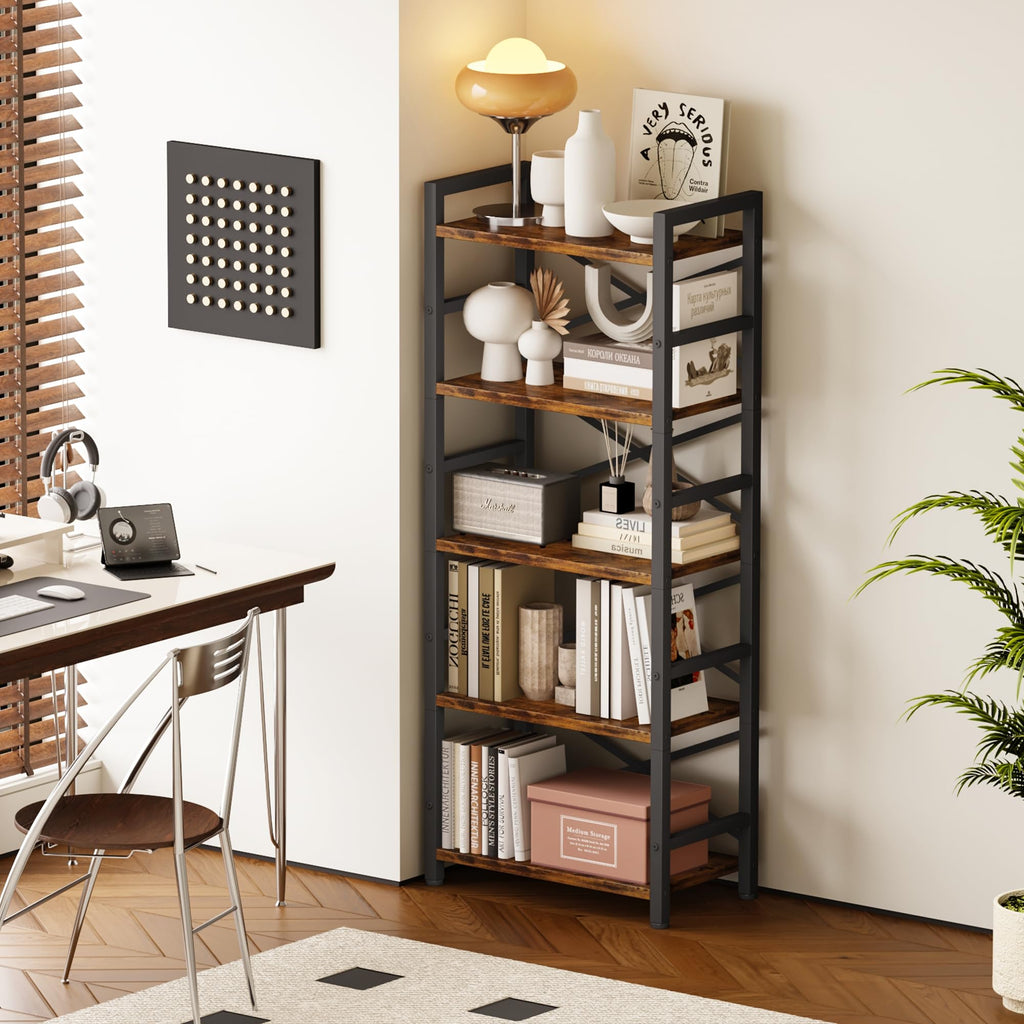 5 Tier Wood and Metal Bookshelf N268299