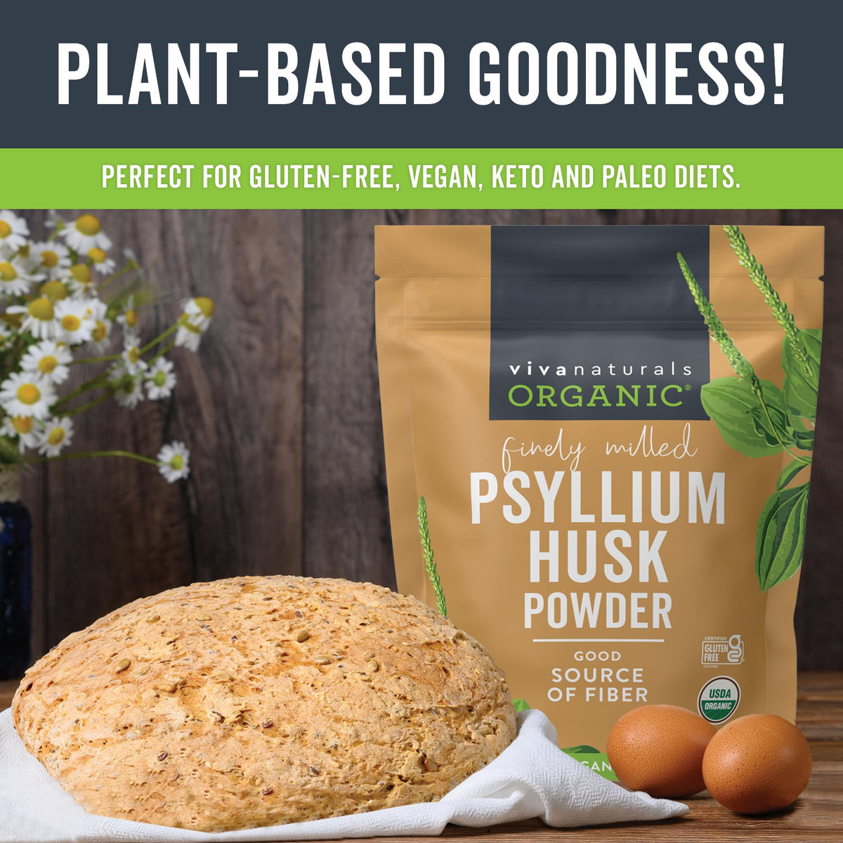 24 oz Organic Psyllium Husk Powder and 100 Count Medicated Cooling Pads X44420