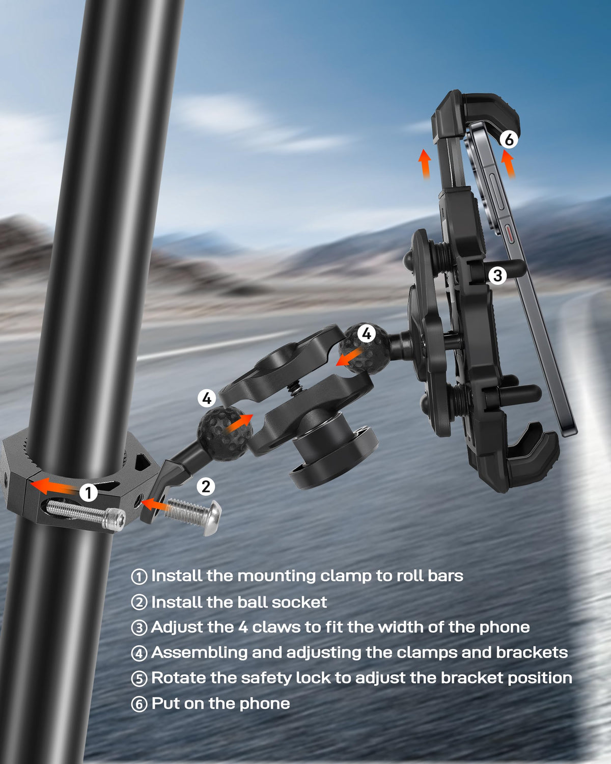 Anti-Theft UTV Phone Mount with Vibration Dampener B63248