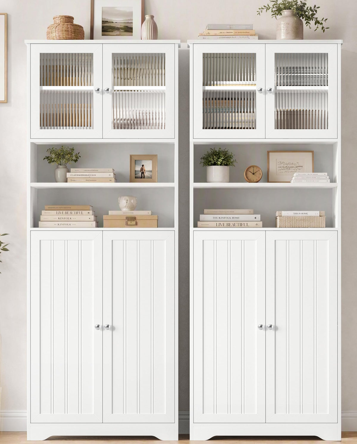 66.9" H Tall White Bathroom Storage Cabinet H891