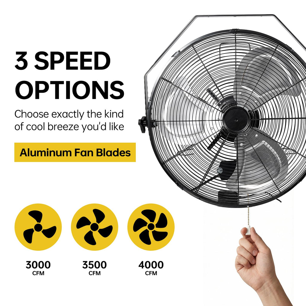 20 Inch High Velocity Metal Wall Mount Fan W21314