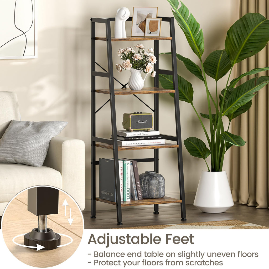 4-Tier Industrial Bookshelf with Steel Frame B911309