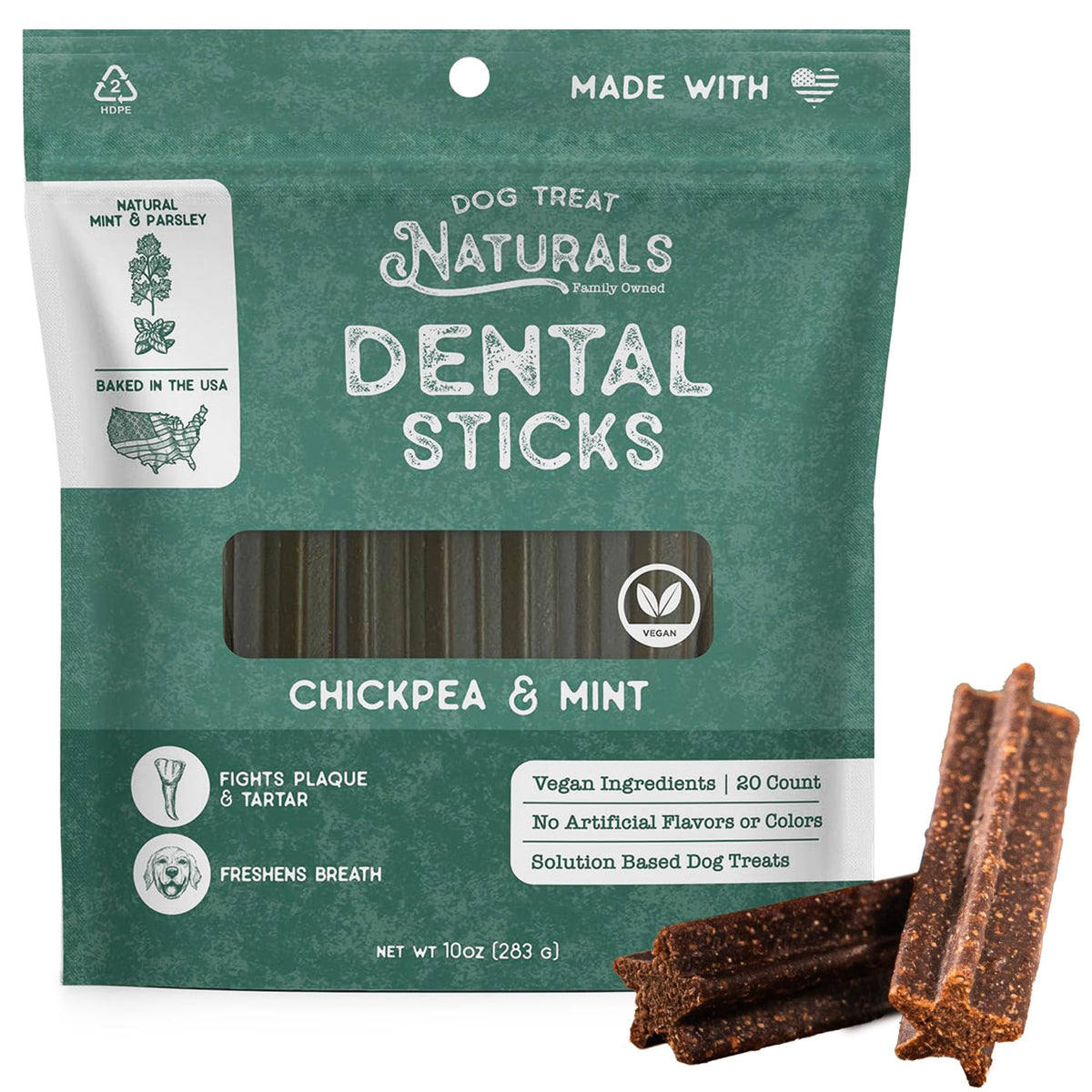 Chickpea & Mint Dental Sticks Dog Treats 10oz 20ct X8613