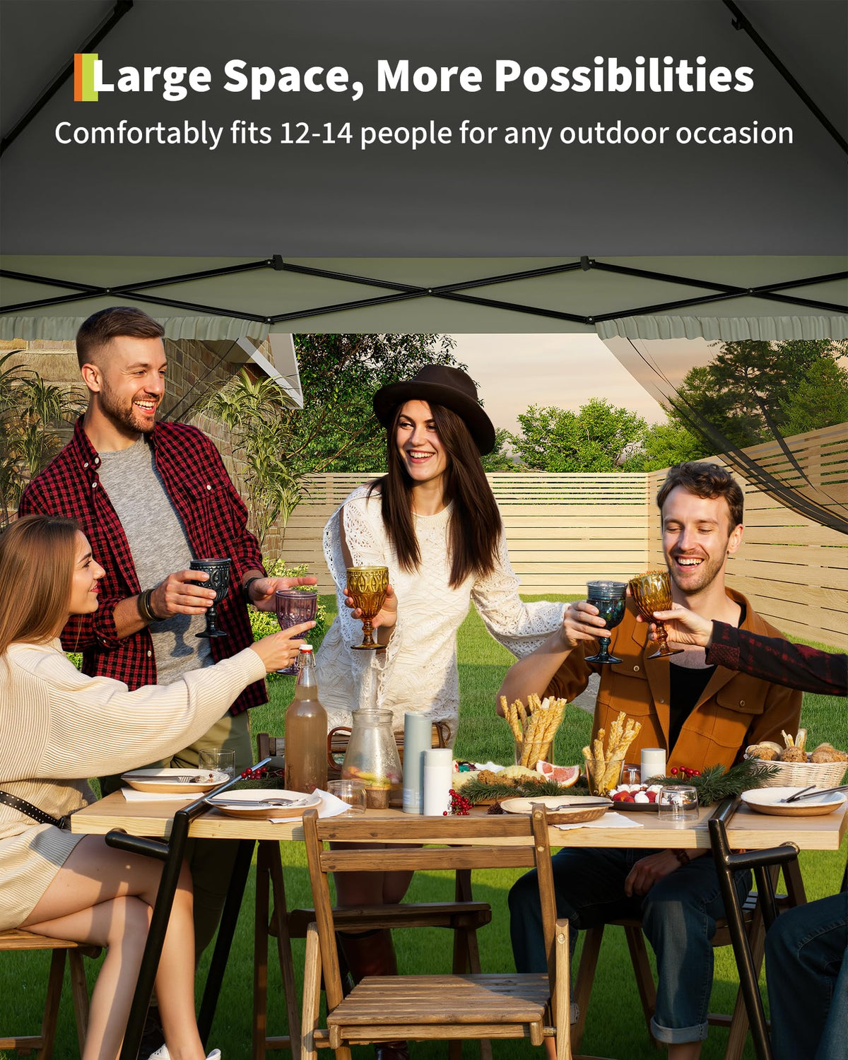 13x13FT Pop Up Gazebo with Mosquito Netting, Grey D8733