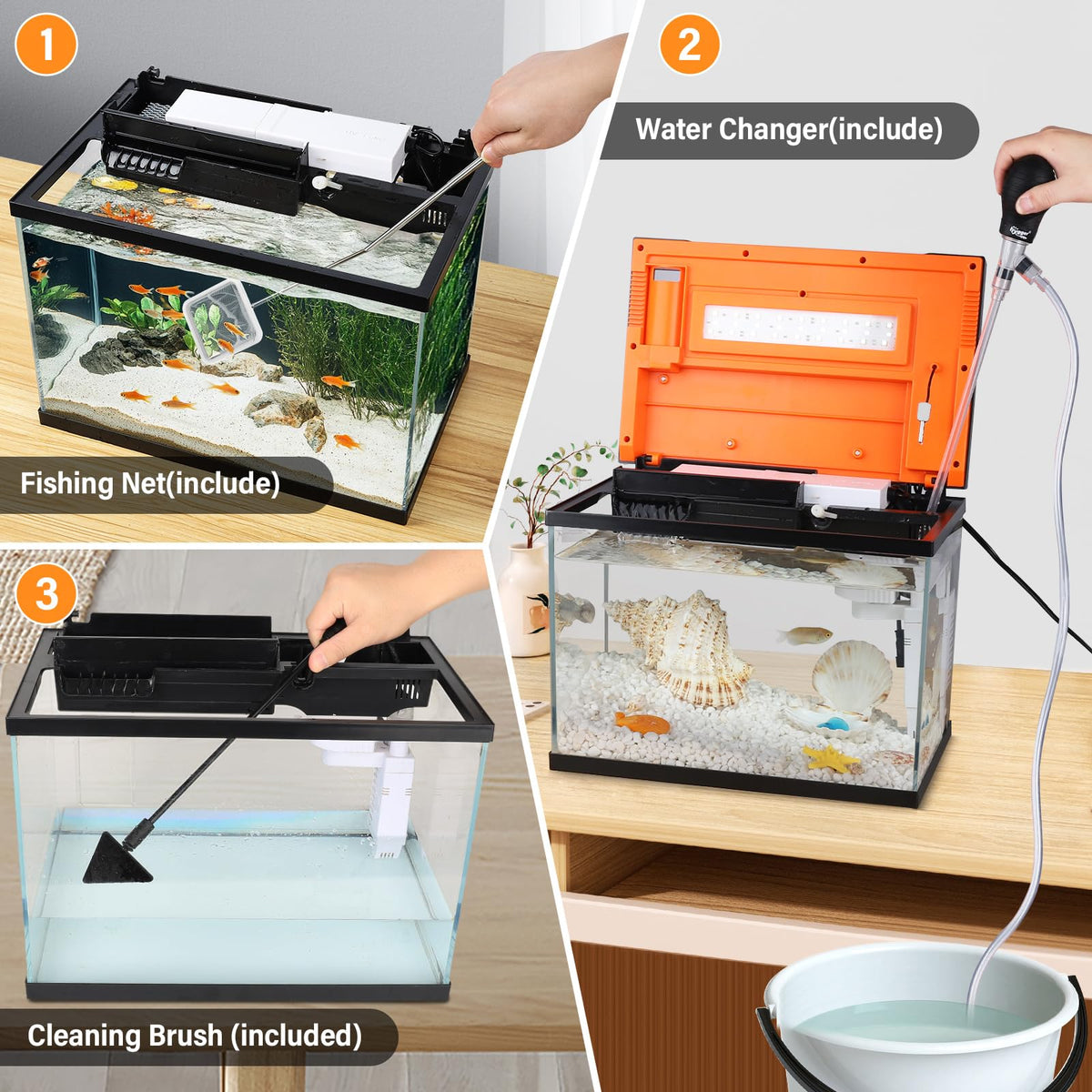 10 Gallon Glass Aquarium Starter Kit with Light Heater Pump Filter X45224