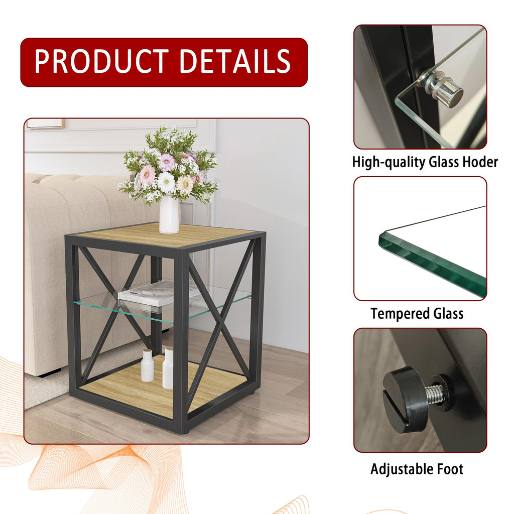 End Table Set of 2 with 3-Tier Storage Shelf F97286