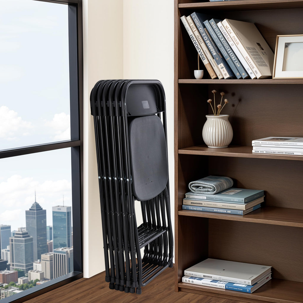 10 Pcs Black Plastic Folding Chair with Metal Frame R968