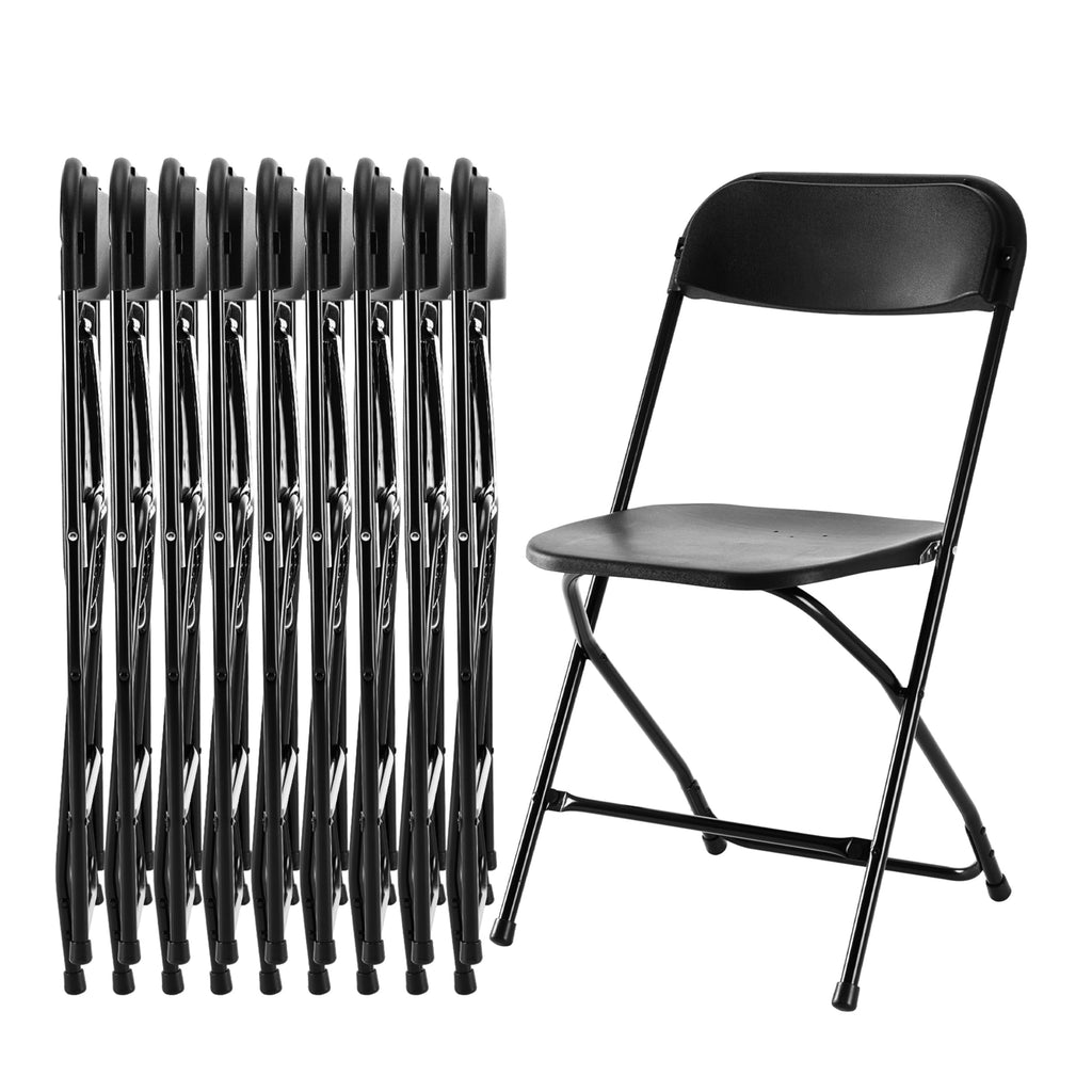 10 Pcs Black Plastic Folding Chair with Metal Frame R968