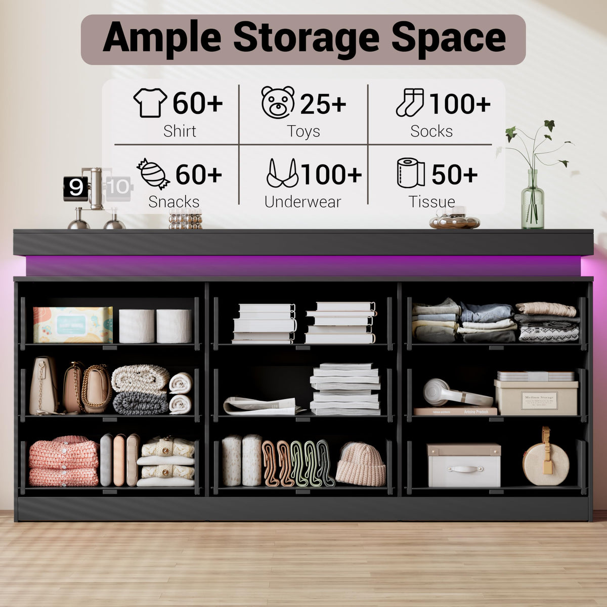 Black 9 Drawer Wood Dresser J987698