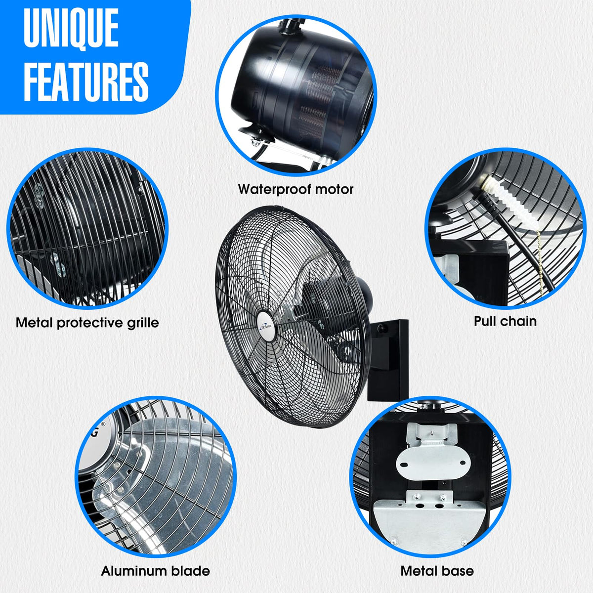 20" Outdoor Oscillating High Velocity Wall Fan, Black G8432