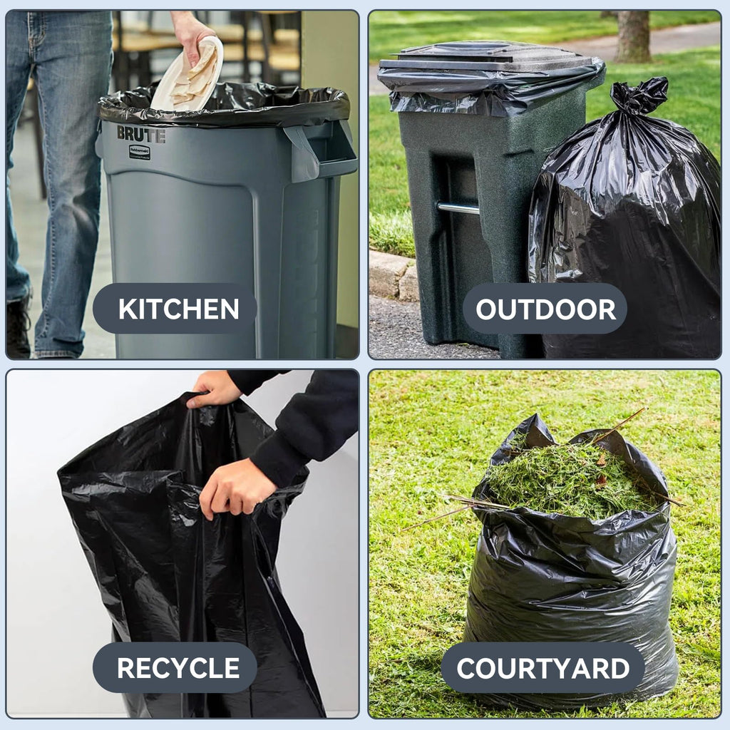 45 Gallon Heavy Duty Black Plastic Trash Bags 50 Count O6585