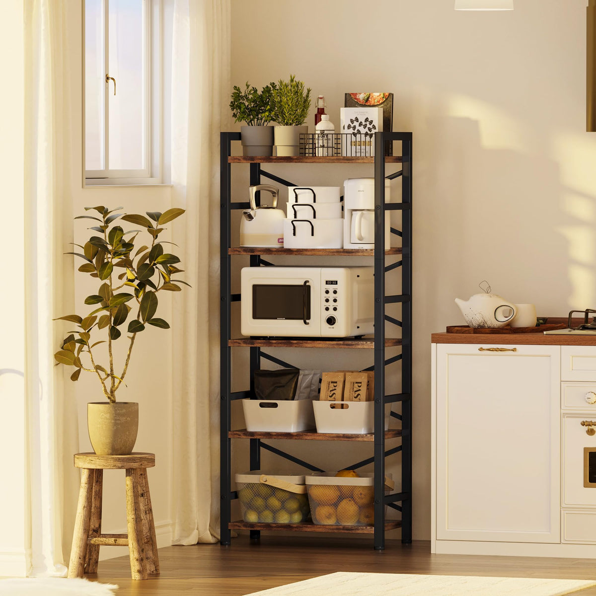 5 Tier Wood and Metal Bookshelf N268299