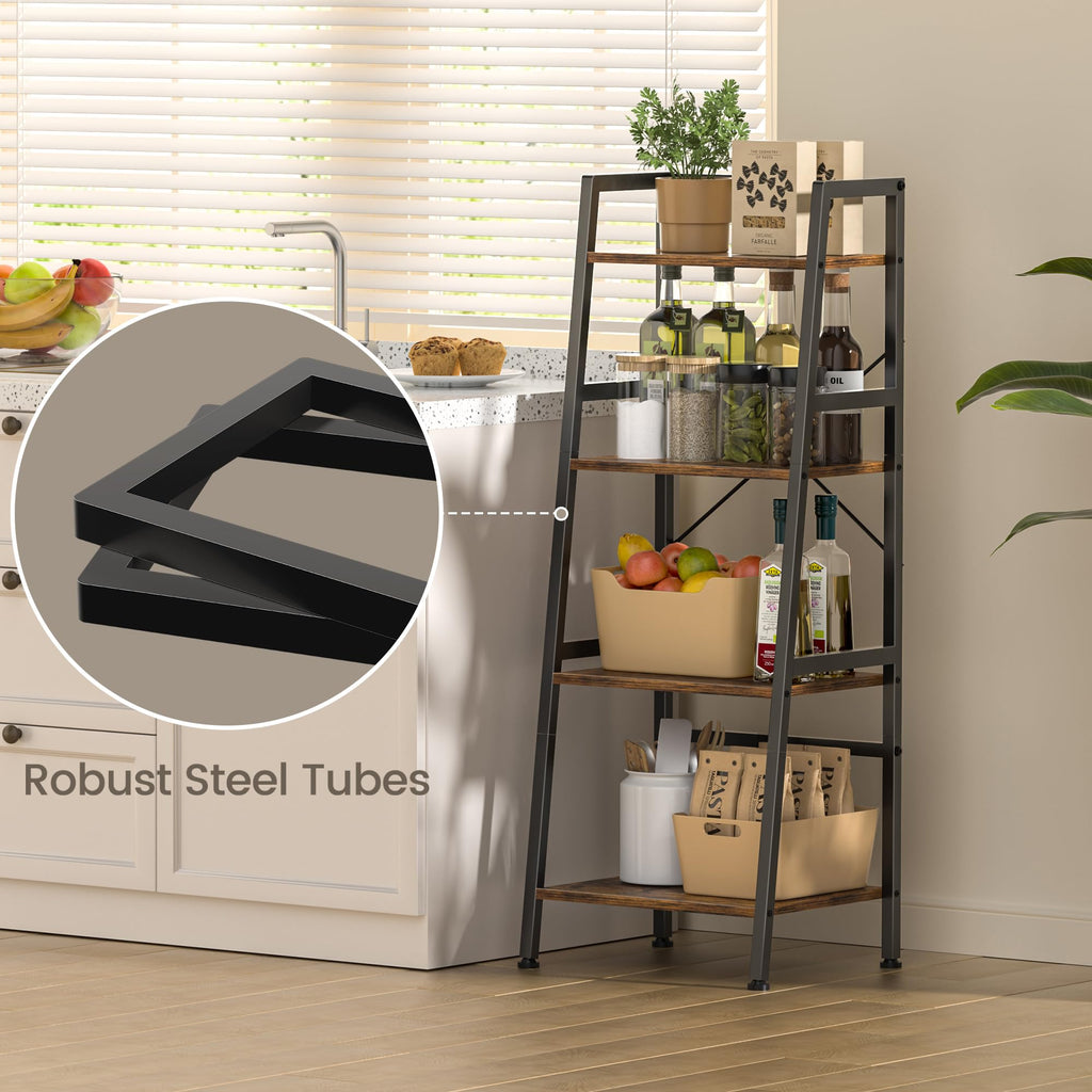 4-Tier Industrial Bookshelf with Steel Frame B911309