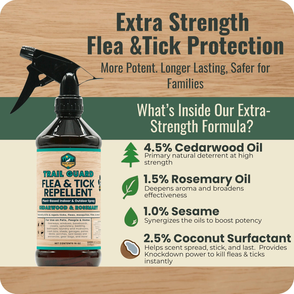 Natural Extra Strength Insect, Flea and Tick Spray 16oz H26029