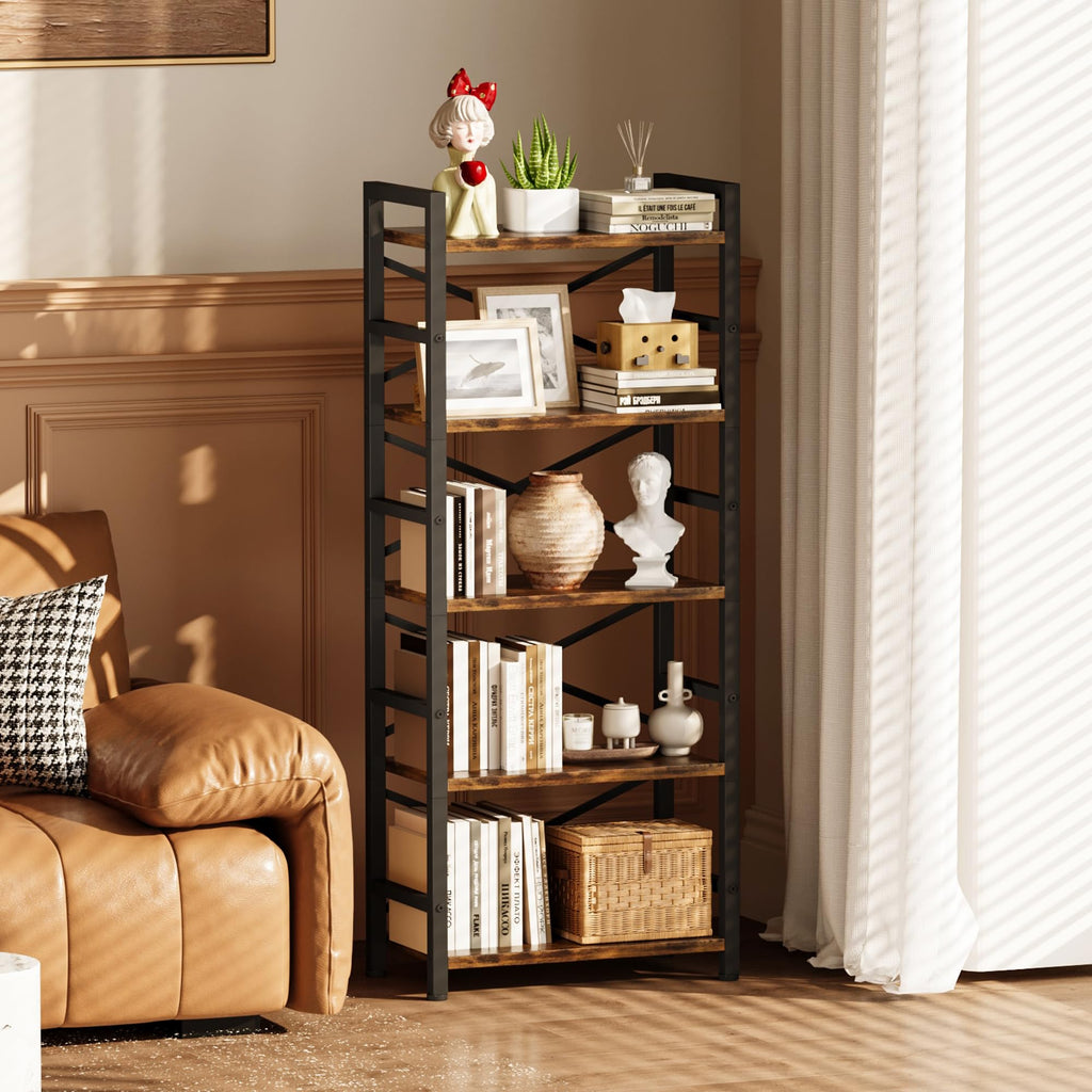 5 Tier Wood and Metal Bookshelf N268299