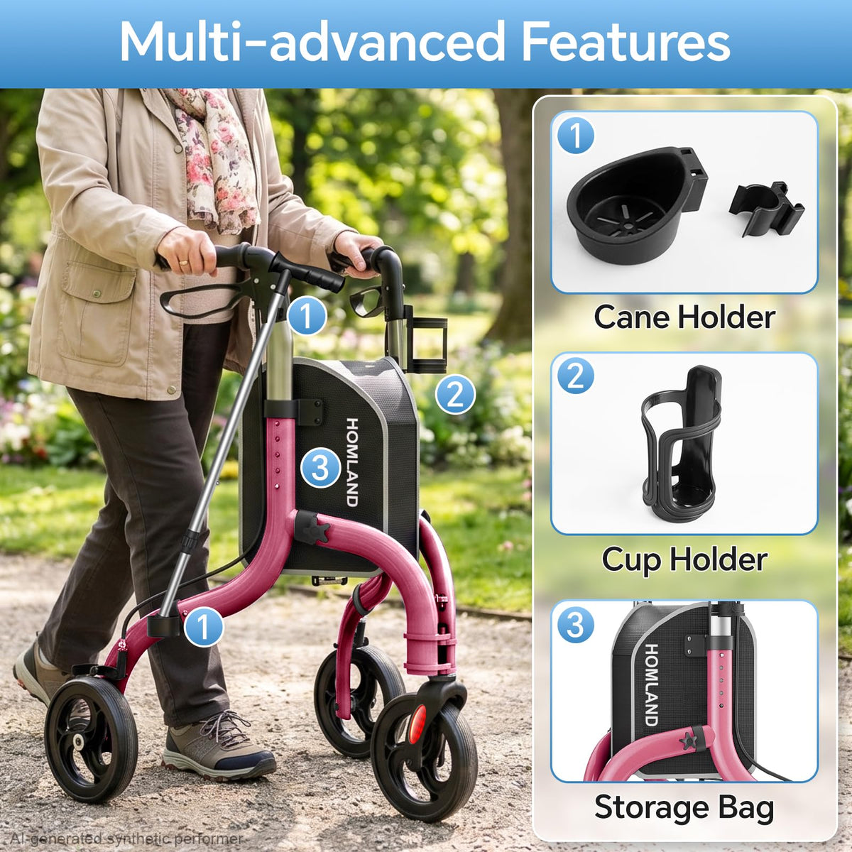 Foldable 3 Wheel Walkers Z1329